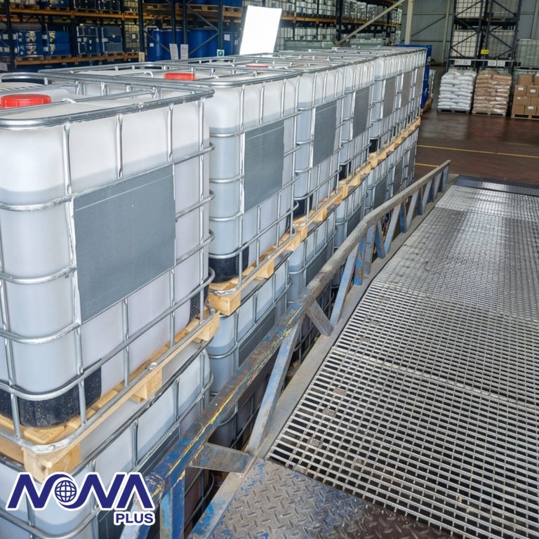 Esterquat fabric softener concentrate IBC totes staged in the warehouse