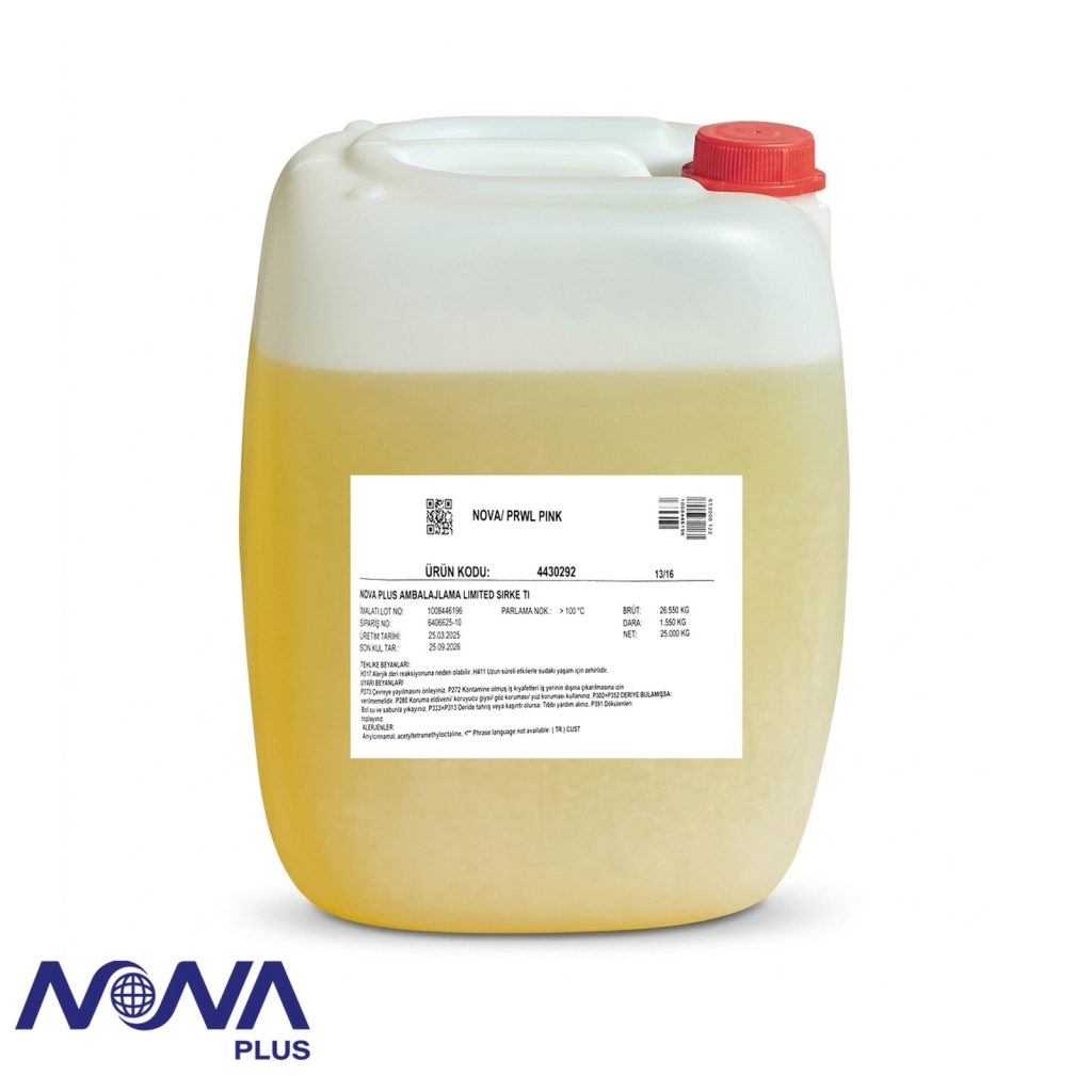 Liquid fragrance concentrate in a 25 kg translucent jerrican