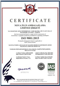 Nova Plus ISO 9001 quality management certificate